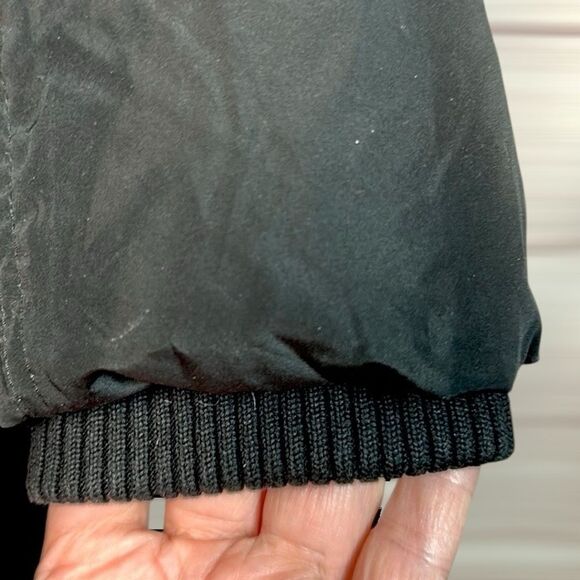 A Pea in the Pod Maternity Black Down Coat Jacket Hood with Faux Fur Trim sz L - Picture 5 of 10